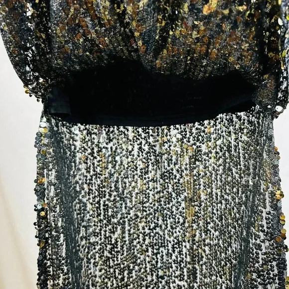 Lulumar Size Large Sequin Skirt Shiny Sparkly Formal Gold Silver - Picture 6 of 7